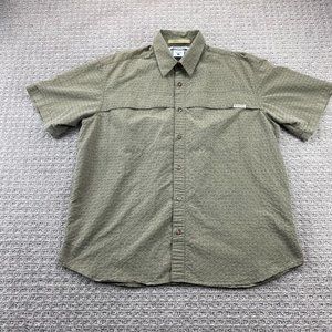 Columbia River Lodge Shirt Men Large L Brown Checkered Button Up Casual Outdoors